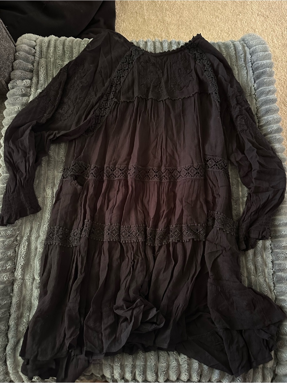 Free People Dark Plum Textured Gauze Dress